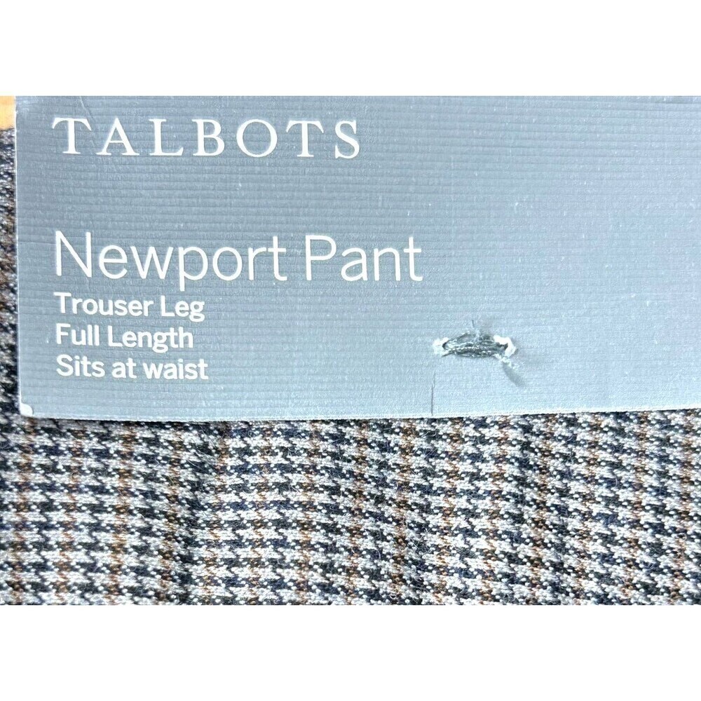 New Talbots Newport Pant Women Size 14 Brown Houndstooth Trouser Wool Blend T2 - Picture 11 of 12
